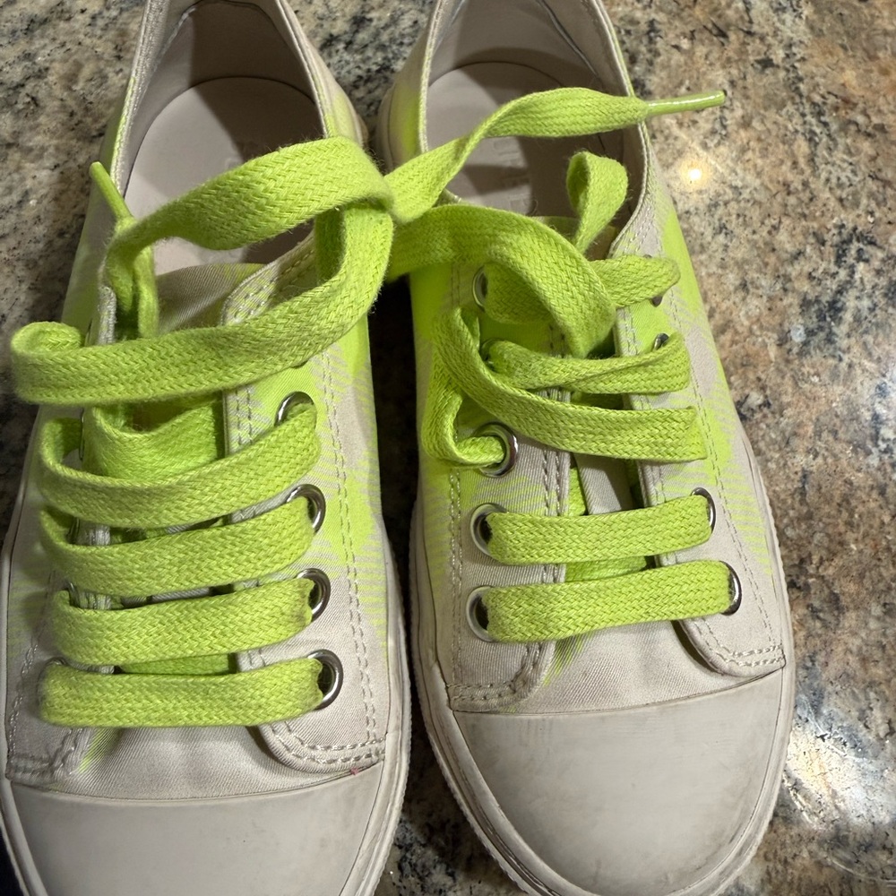 Burberry Kids Shoes with Neon Yellow Laces